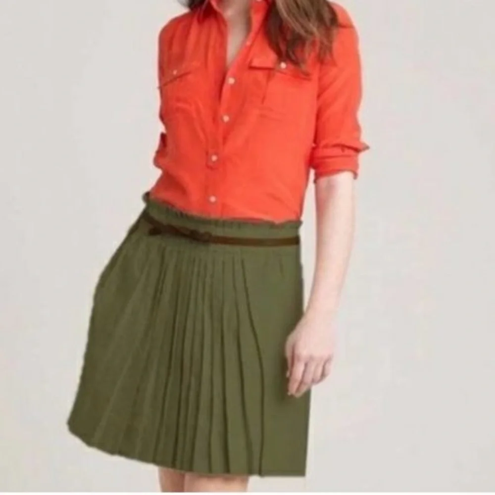 J. Crew Sidewalk Linen Pleated Skirt beige color size 2